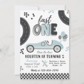Fast ONE Birthday Invitation | Vintage Racing (Front)