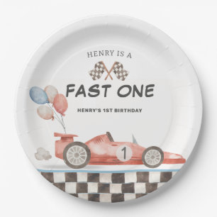 fast One Birthday Racecar 1st Lap Down Paper Plates