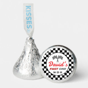 Fast ONE Black White Race Car Flags Birthday Hershey®'s Kisses®