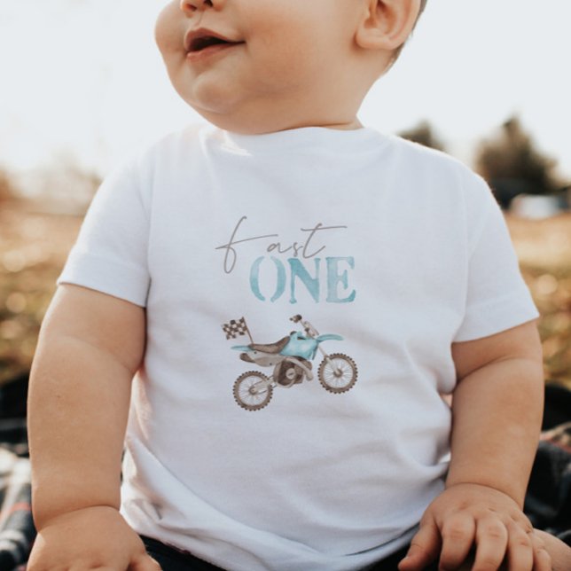 Fast One Blue Dirt Bike Birthday T-shirt (Creator Uploaded)