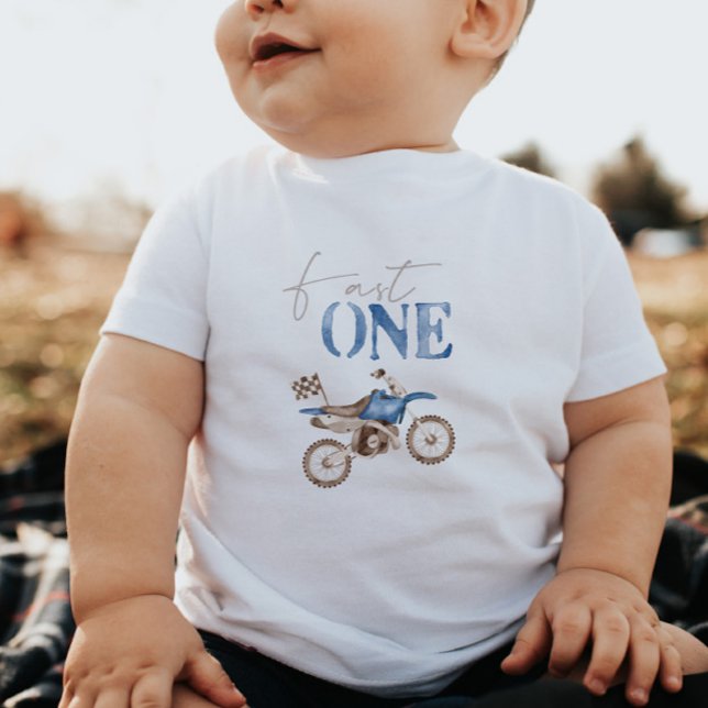 Fast One Blue Dirt Bike Birthday T-shirt  (Creator Uploaded)