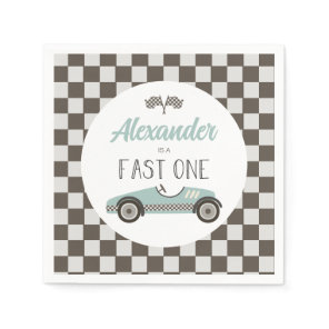 Fast One blue Race Car Birthday Napkins