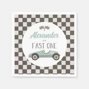 Fast One blue Race Car Birthday Napkins