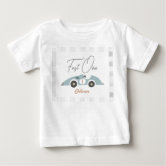 1st Birthday Boy BLUE One Year Custom Name V007A Baby T-Shirt | Zazzle