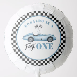 Fast One Blue race car Boy 1st Birthday Balloon