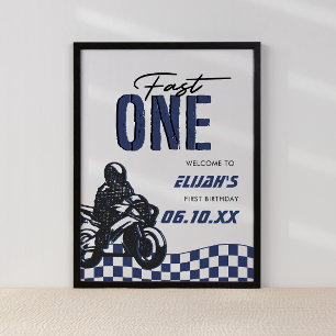 Fast One Boys 1st Dirt Bike Birthday Poster