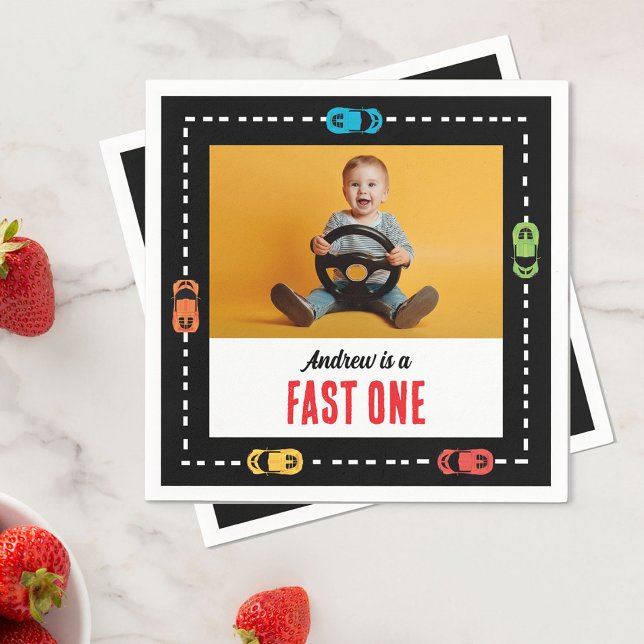 Fast One Boys Birthday Photo Napkins (Creator Uploaded)