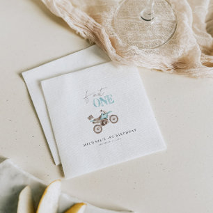 Fast ONE Cute Dirt Bike Birthday Paper Napkin