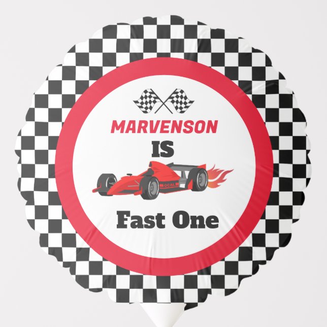 Fast One Fast  Race Car Boy First Birthday Party Balloon (Front)