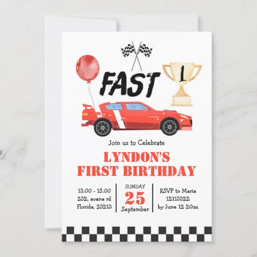 Fast One Growing Up Birthday Fast and Curious Invitation