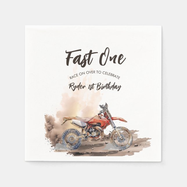 Fast One Little Racer First Birthday Napkins (Front)