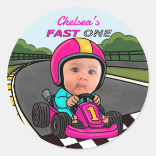 Fast One Pink Birthday Classic Round Sticker