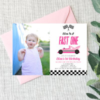 Fast One Pink Flame Race Car 1st Birthday Party