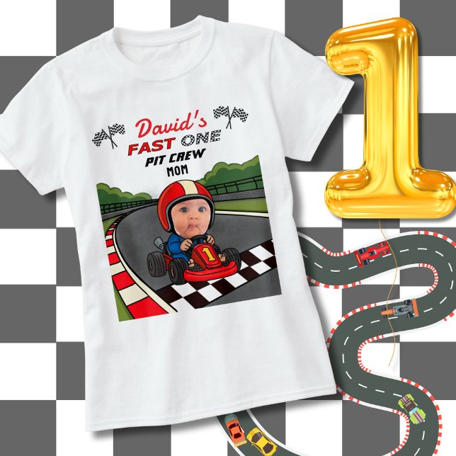 Fast ONE Pit Crew Mom | Custom Birthday  T-Shirt (Creator Uploaded)