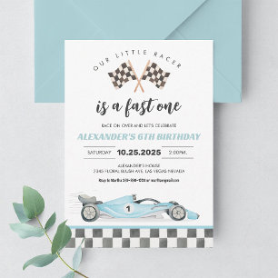 Fast One Race Car 1st Birthday Invitation