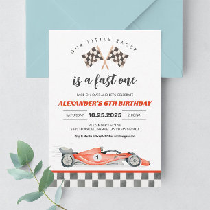 Fast One Race Car 1st Birthday Invitation