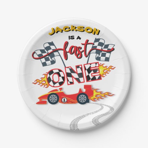 Fast One Race Car 1st Birthday Paper Plates