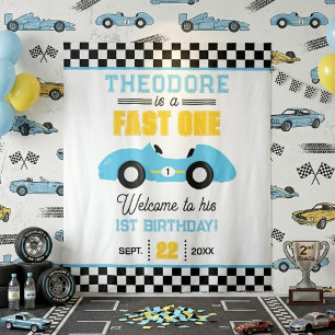 Fast One Race Car 1st Birthday Party Backdrop