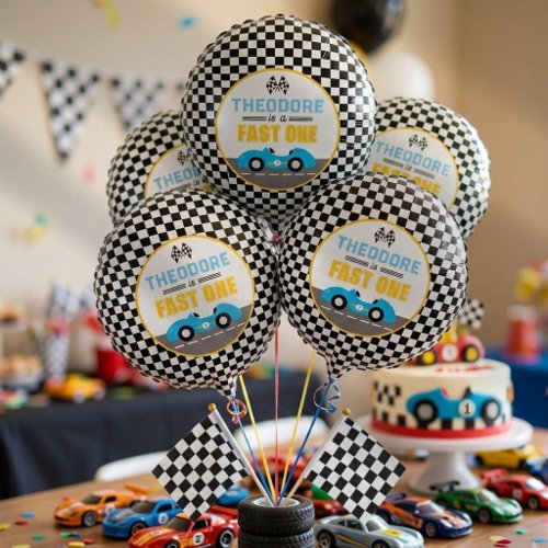 Fast One Race Car 1st Birthday Party Balloon