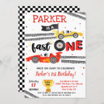 Fast One Race Car 1st Birthday Party Invitations at Zazzle