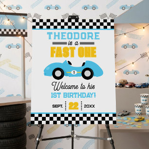 Fast One Race Car 1st Birthday Party Welcome Foam Board