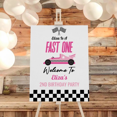 Fast One Race Car 1st Birthday Party Welcome Sign