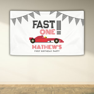 Fast One Race Car 1st Boy Birthday Party Banner