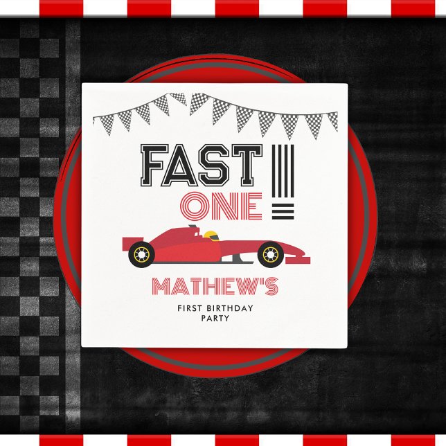 Fast One Race Car 1st Boy Birthday Party Napkins (Creator Uploaded)