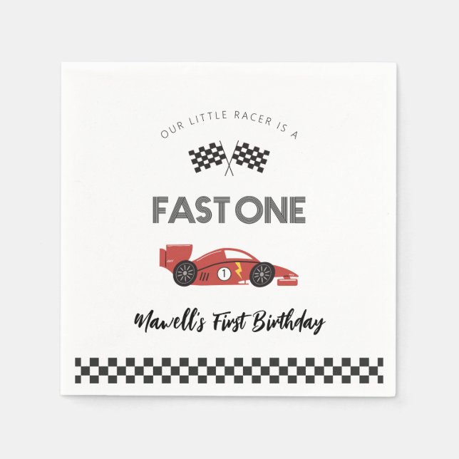 Fast One Race Car Birthday Napkins (Front)