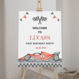 Fast One Race Car Birthday Welcome Sign