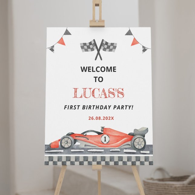 Fast One Race Car Birthday Welcome Sign (Creator Uploaded)