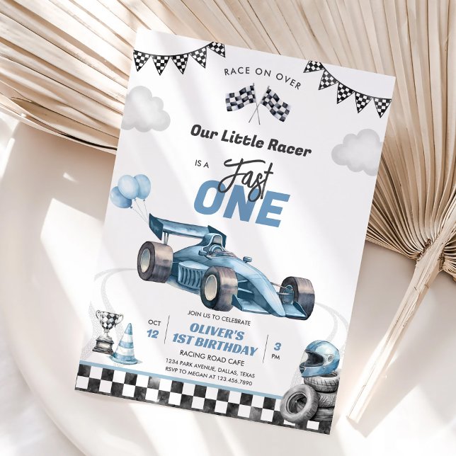 Fast One Race Car Boy 1st Birthday Invitation (Creator Uploaded)