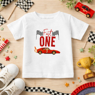 Fast One Race Car Boy 1st Birthday Party Baby T-Shirt