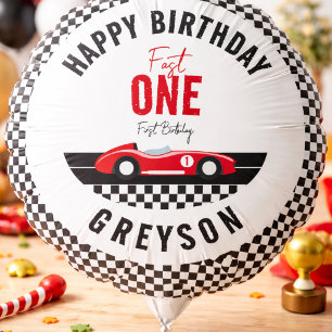 Fast One Race Car Boy 1st Birthday Party Balloon
