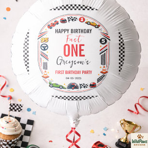 Fast One Race Car Boy 1st Birthday Party Balloon
