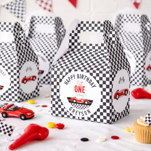 Fast One Race Car Boy 1st Birthday Party Favor Boxes