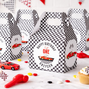 Fast One Race Car Boy 1st Birthday Party Favor Boxes