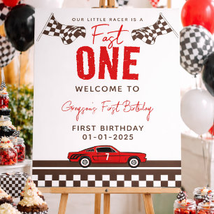Fast One Race Car Boy 1st Birthday Party Foam Board