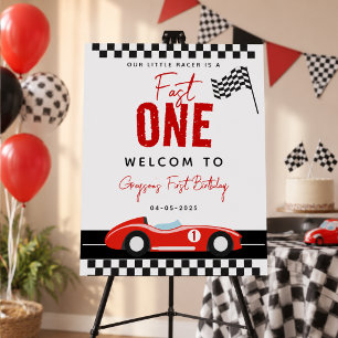 Fast One Race Car Boy 1st Birthday Party Foam Board