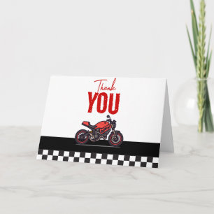 Fast One Race Car Boy 1st Birthday Party Letterpress Thank You Card