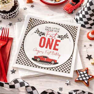 Fast One Race Car Boy 1st Birthday Party Napkins