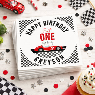 Fast One Race Car Boy 1st Birthday Party Napkins