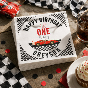 Fast One Race Car Boy 1st Birthday Party Napkins