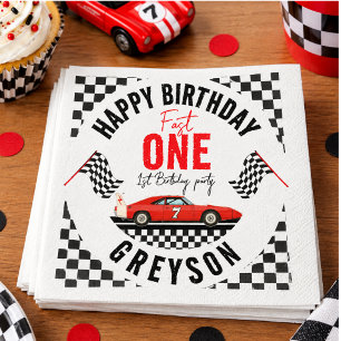 Fast one Race Car Boy 1st Birthday Party Napkins