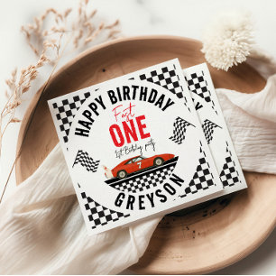 Fast one Race Car Boy 1st Birthday Party Napkins