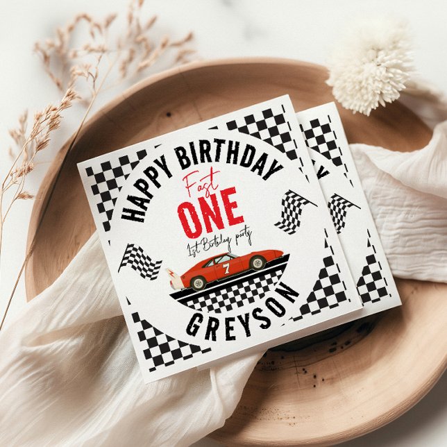 Fast one Race Car Boy 1st Birthday Party Napkins (Creator Uploaded)
