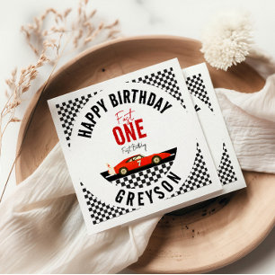 Fast One Race Car Boy 1st Birthday Party Napkins