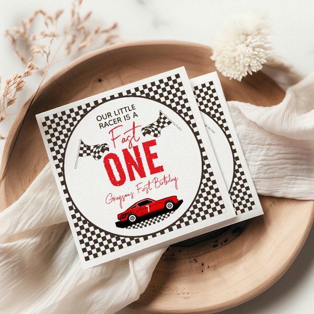Fast One Race Car Boy 1st Birthday Party Napkins (Creator Uploaded)
