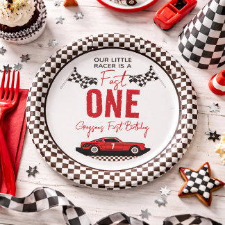 Fast One Race Car Boy 1st Birthday Party Paper Plates