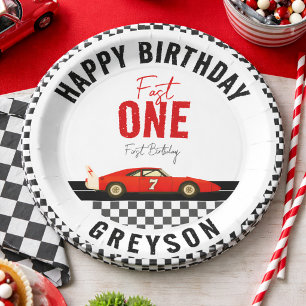 Fast One Race Car Boy 1st Birthday Party Paper Plates